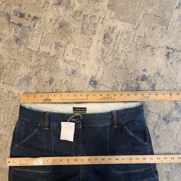 Lands' End Lined Cargo Jeans Darkwash Straight 7 Pockets Size 14 - Picture 13 of 16